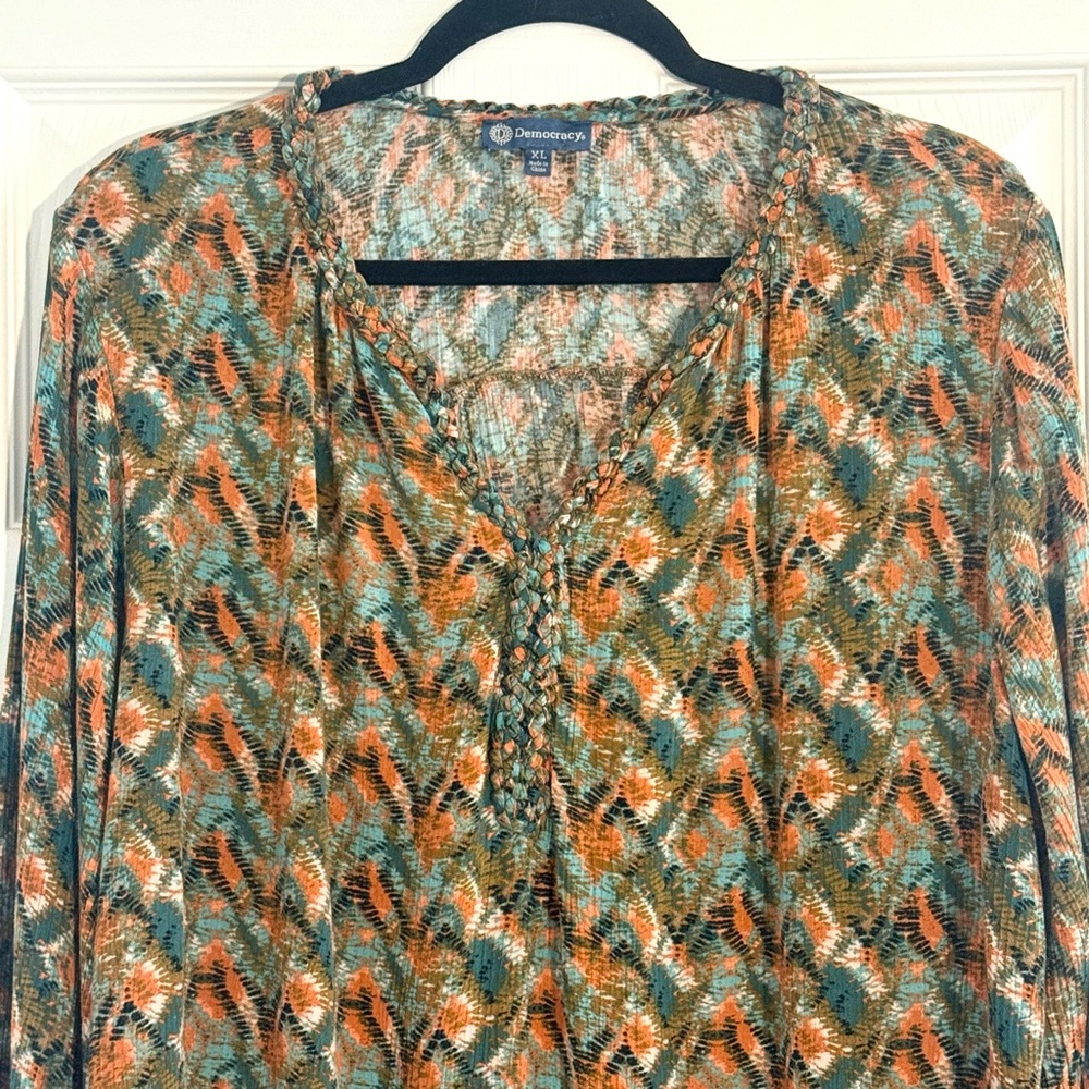 Democracy Colorful Patterned Blouse - image 5